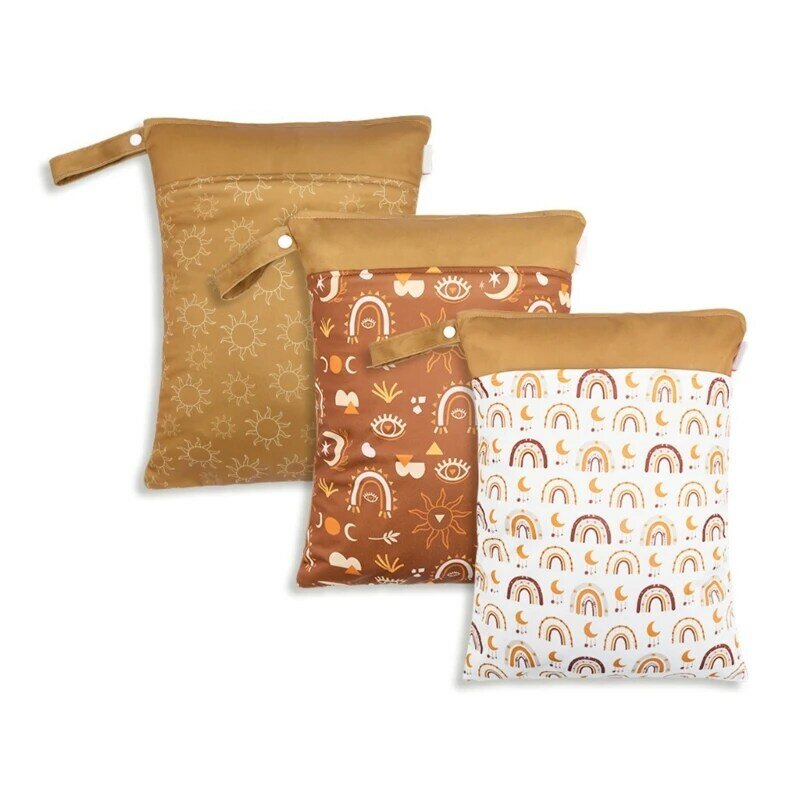 Bolsa de pañales portátil para cochecito de bebé, bolsa de almacenamiento de pañales de tela, 3 piezas