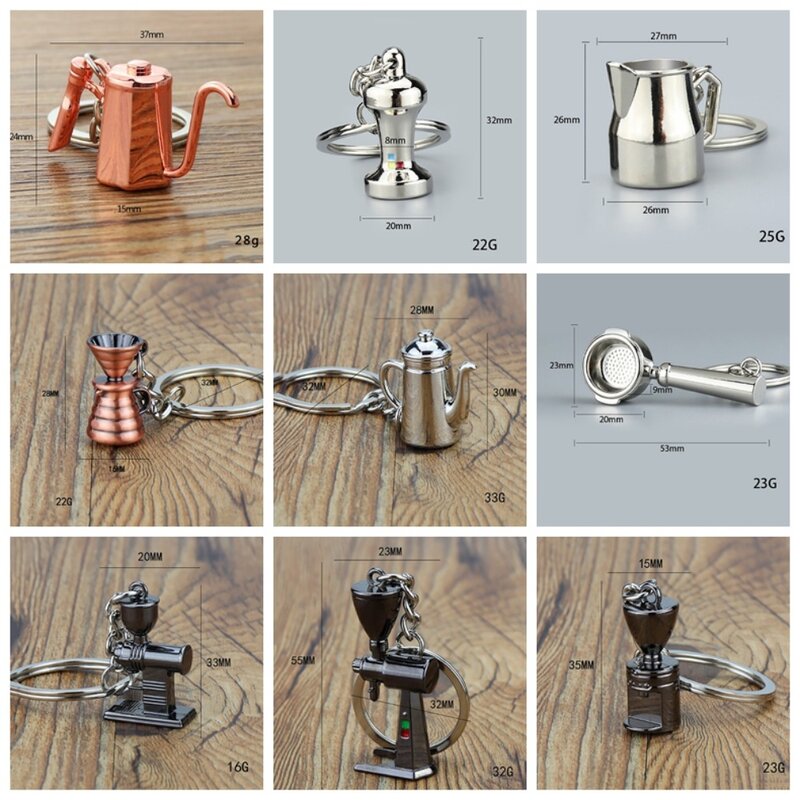 Metal 3D Criativo Café Keychain, bonito Handle Keyring, Moka Acessórios, Barista Presente