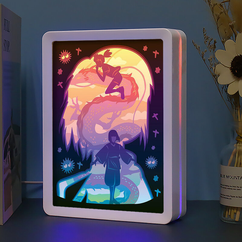 Kotak Lampu Potong Kertas Anime Lampu Malam Anak-anak Lampu Led Kotak Bayangan Spiritid Aways Anime Usb Lampu Meja Hadiah Dekorasi Kamar Anak-anak