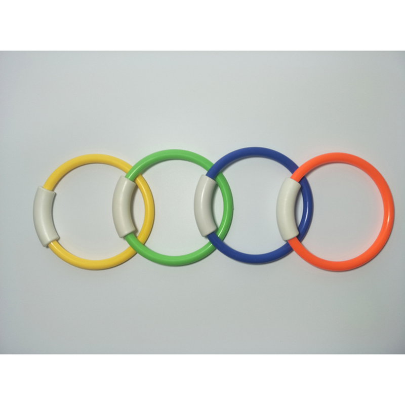 4pcs anelli per immersioni colorate nuoto subacqueo afferrare anelli giocattolo accessorio per l'allenamento subacqueo (arancione verde giallo blu)