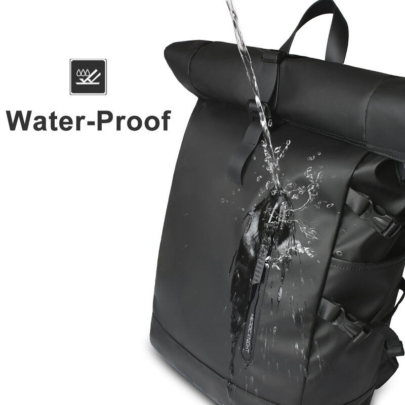 Heroic Knight Men's backpack Waterproof Roll Top Backpack Women Travel Expandable USB Charging Large Capacity Laptop Bag Mochila