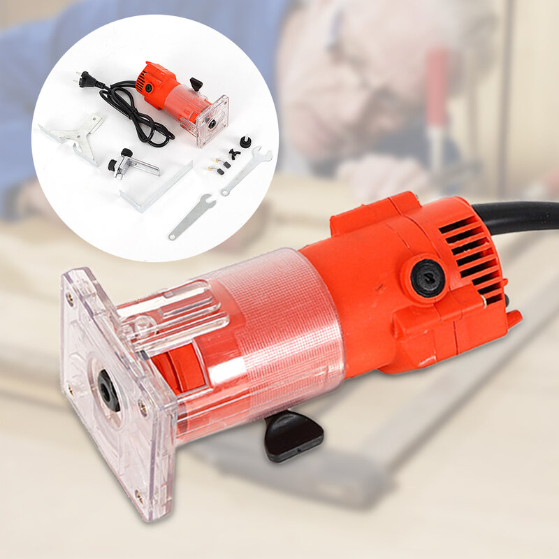 300W Electric Trim Router 1/4" Collet Handheld Trimmer 30000 RPM For Woodworking