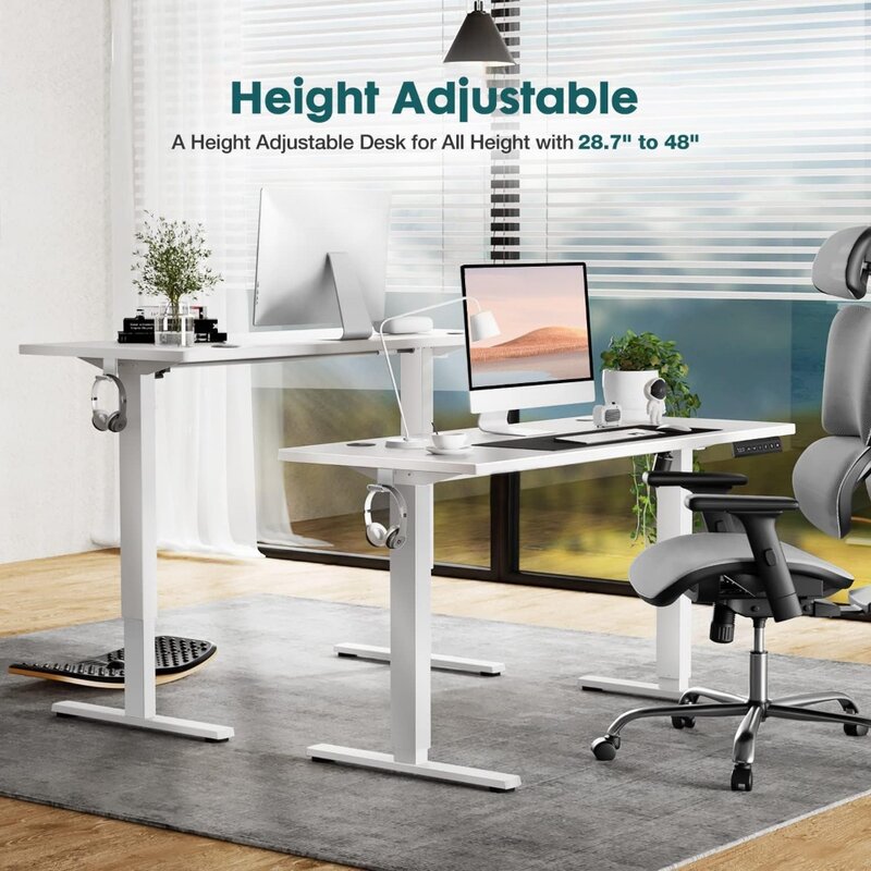 Meja berdiri elektrik tinggi dapat diatur, meja komputer berdiri naik ergonomis 48x24 inci