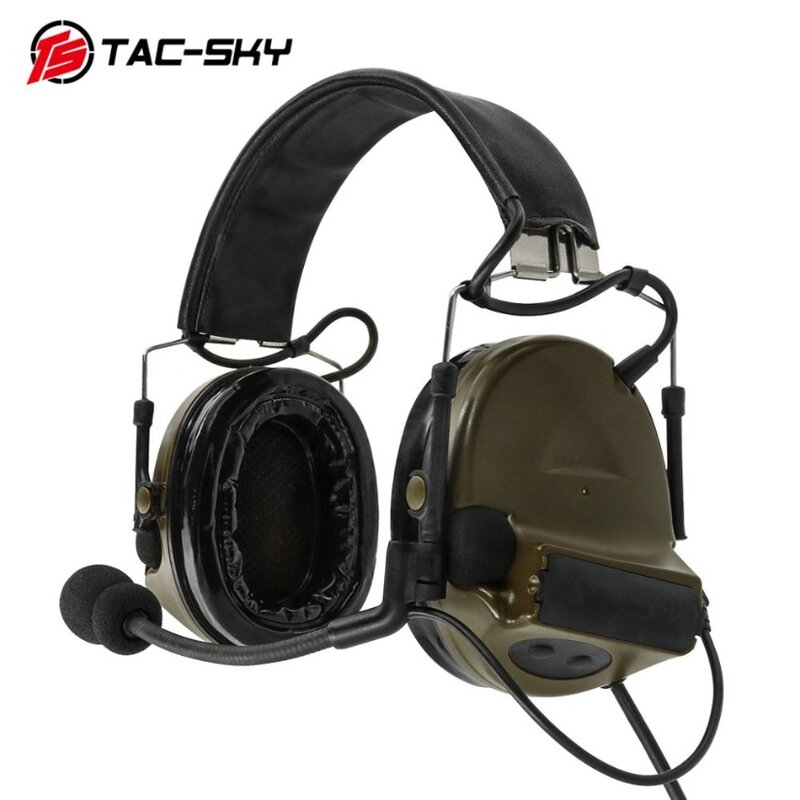 TS TAC-SKY 전술 헤드셋 COMTAC II 전자 사격 귀마개, 청력 보호 소음 차단 픽업 헤드셋, U94 PTT