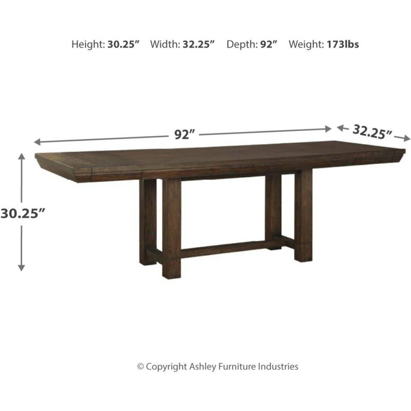 Kitchen Furniture Casual Rectangular Extended Dining Table for Up to 8 People, Dark Brown