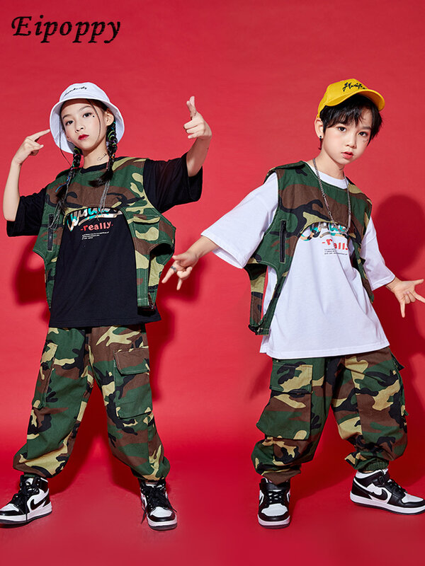 Camouflage Vest Street Dance Clothing Boys' Hip Hop Suit Girls' Jazz Dance Costume