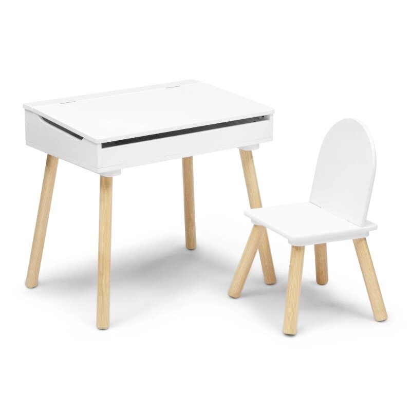 Bureau et chaise pour tout-petits, blanc/naturel