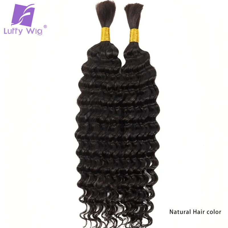 Highlight Human Hair Bulk Voor Het Vlechten Van Deep Wave Doube Draw Burmese Remy Boho Box Vlechten Hair Extensions Voor Zwarte Vrouwen Luffy