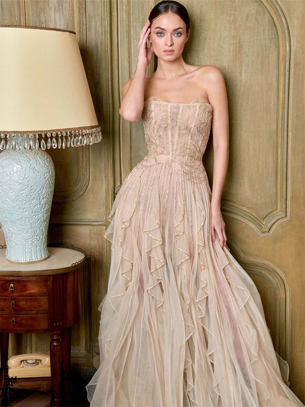 Necti seartic charmante träger lose Abendkleid 2024 elegante Tüll ärmellose Kleider klassische Pailletten A-Linie Kleider vestidos de novia