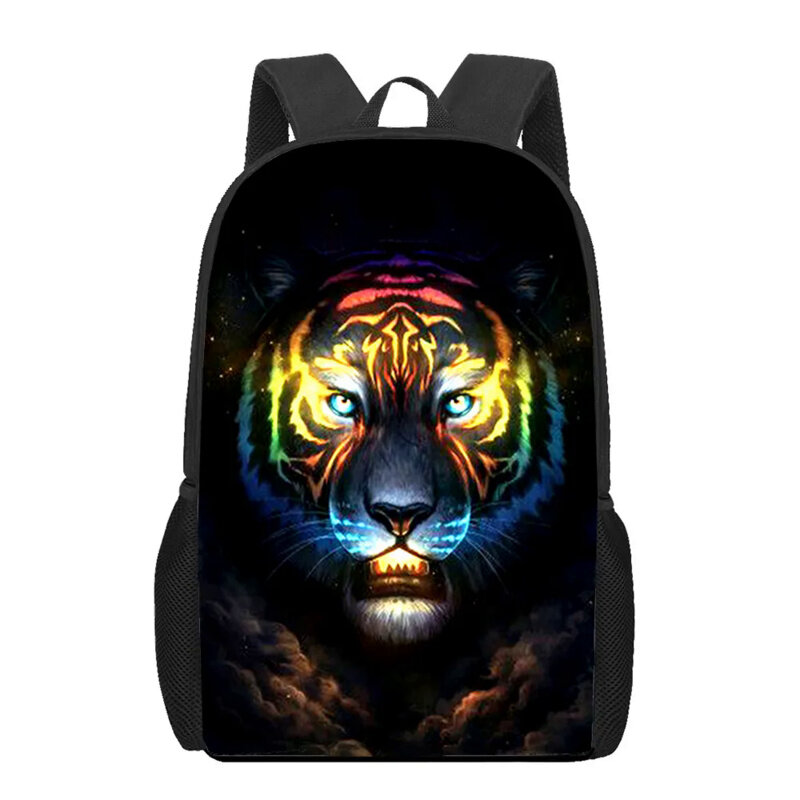 Sacs à dos créatifs à motif de tigre férocement pour filles et garçons, sac de livre pour étudiants, sac à dos de voyage pour adolescent initié