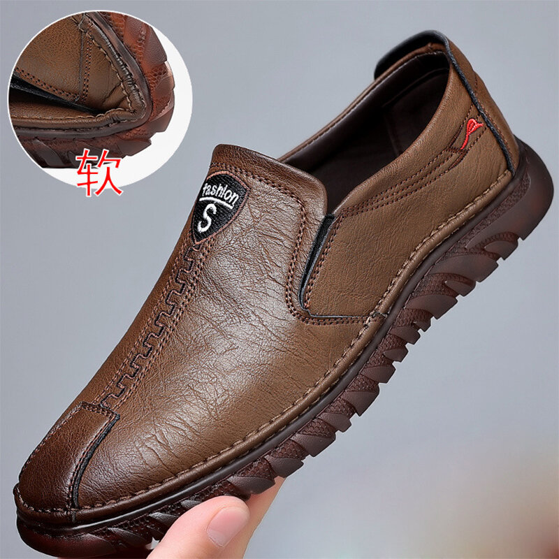Туфли мужские кожаные дышащие, брендовые Мокасины, удобная Уличная обувь для прогулок, летняя обувь