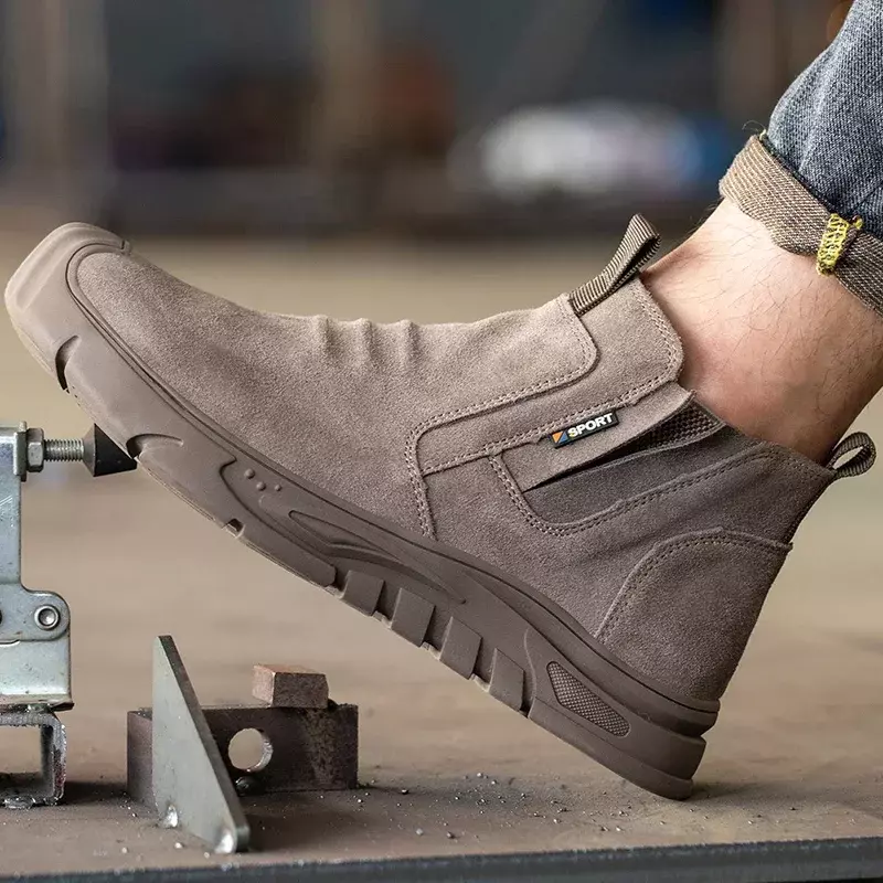 Stivali da uomo con punta in acciaio 2024, scarpe antiforatura per scarpe da lavoro indistruttibili, stivali di sicurezza per esterni