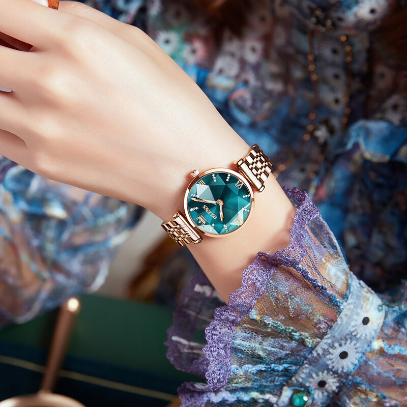Женские кварцевые часы OLEVS, водонепроницаемые часы с ремешком из нержавеющей стали для женщин, модный подарок, набор, женские наручные часы ...