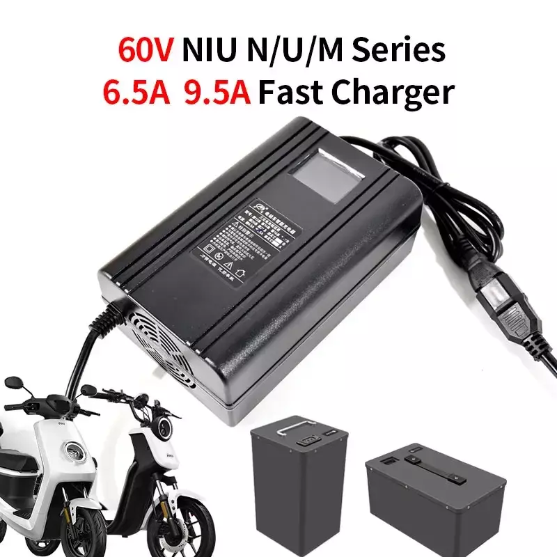 Carregador rápido da bateria do lítio, 60V, 6.5A, 9.5A, Niu Nqi NQis N1S U1 U1S Uqi UQis
