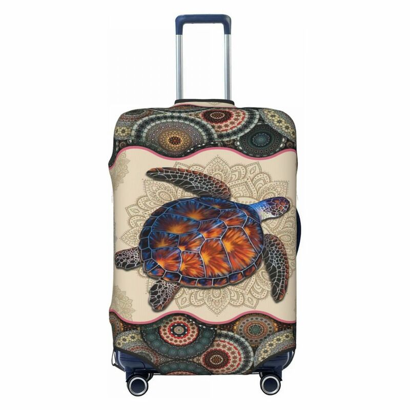 Juste de protection pour bagages à imprimé mandala vintage, tortue, housses anti-poussière, élastique, étanche, 18-32 pouces, housse de valise, accessoires de voyage