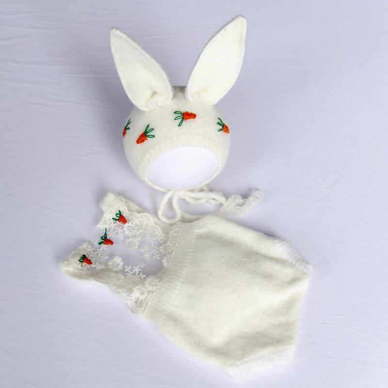 Neue Geboren Fotografie Requisiten Baby Outfit Kaninchen Hut Kniited Wolle Kleidung Fotografie Schießen Accesseries