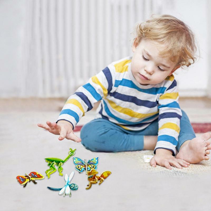 10 szt. Łamigłówki Montessori ręcznie chwytane deski zabawki edukacyjne dla dzieci zwierzęta kreskówkowe puzzle 3D