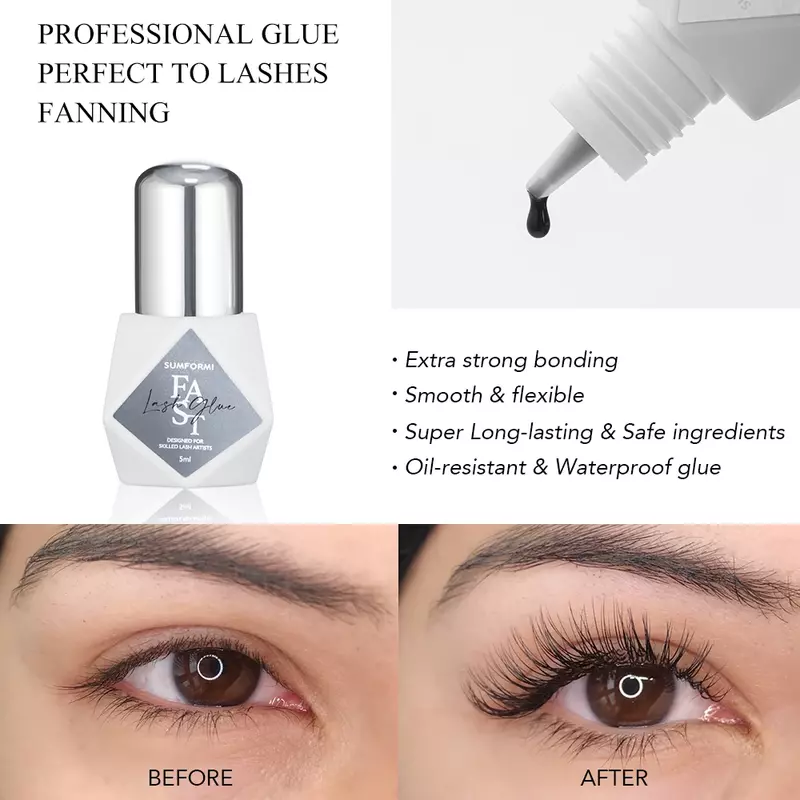 SUMFORMI  Low Odor 5ml Lash Extension Waterproof Long Retention Glue Primer Super Bonder Clean Dust Eyelash Adhesive Supplie