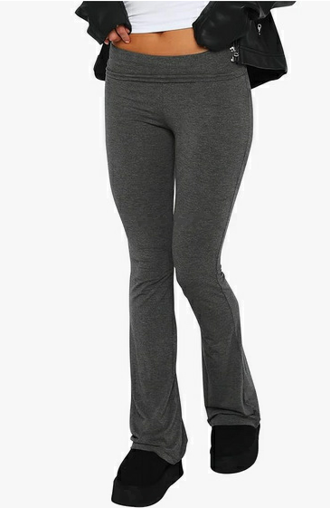 Women Flare Leggings Skinny Trouser Ladies Mid Rise Bootcut Stretchy Yoga Pants Long Y2k Joggers Lounge Sweatpants