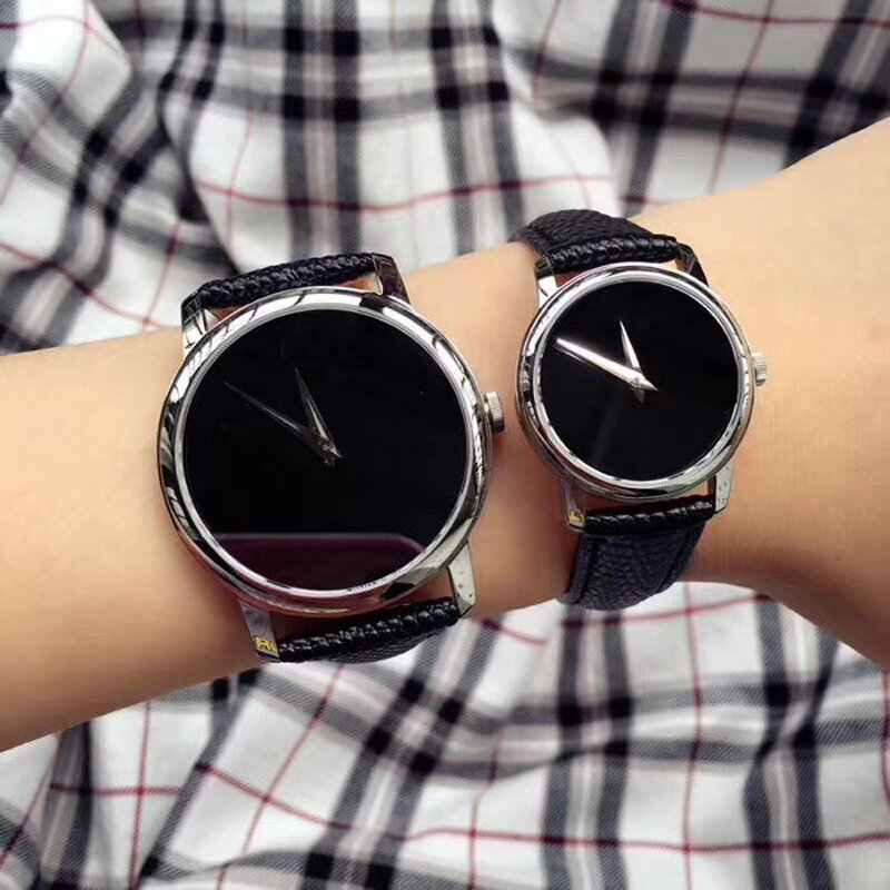Markowe zegarki na rękę klasyczne męskie kobiety pary kochanek 38mm 28mm opakowanie ze stali nierdzewnej skórzany pasek zegar kwarcowy M8