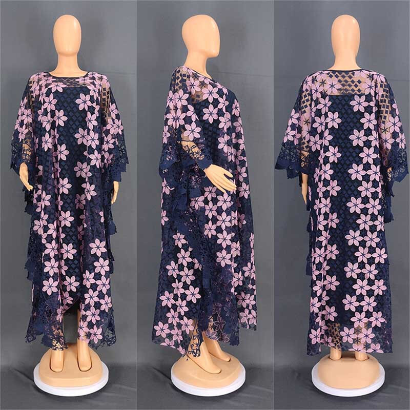 2023 Explosive Women's Water-soluble Lace Robe Middle East Muslim Clothes Abaya Dress 8699#