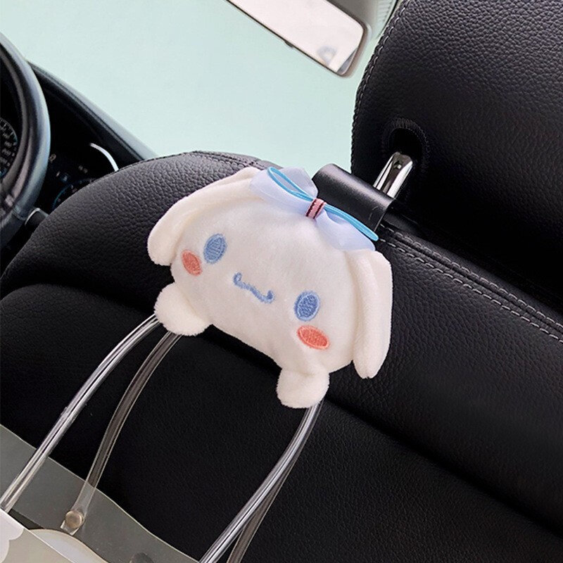 Sanrio Anime Cinnamoroll Hook Plush My Melody Kuromi Car Seat Hook, organizador de asiento trasero automático, soporte de almacenamiento, accesorios para automóviles