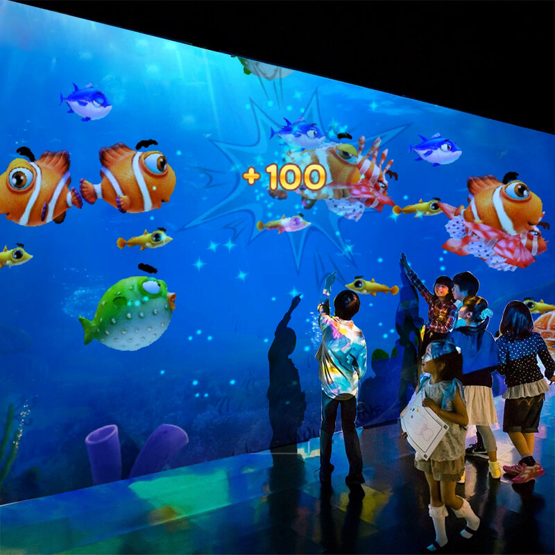 مذهلة هدية الكريسماس 4k حماية تفاعلية جدار الطابق للحزب ، الحدث مع 22 سمك البحر لعبة ديناصور البرمجيات