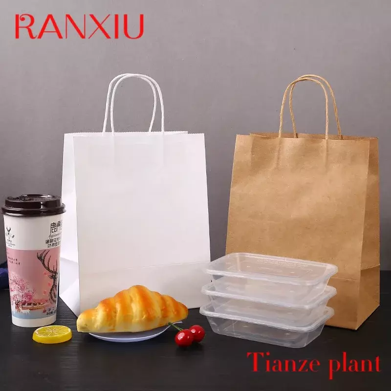 Niestandardowe produkty na wynos z żywnością, torebka z papieru pakowego wyjąć brązowy papier spożywcze torby na żywność opakowania