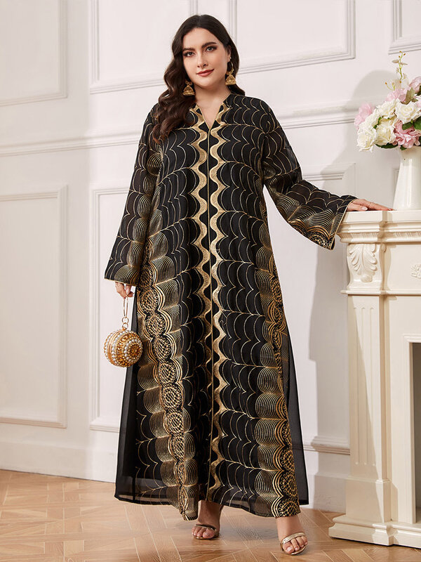 Robe Longue en Mousseline de Soie Brodée Indie Folk pour Femme Musulmane, Arabe, Saoudien, Soirée, Printemps Automne 2024