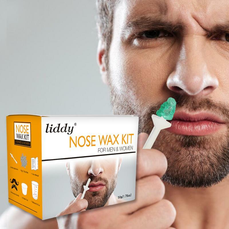 Cera de depilación Nasal para hombres, kit de depilación de orejas de nariz, sin dolor y fácil, depilación Nasal, herramientas de depilación portátiles ligeras, 50g