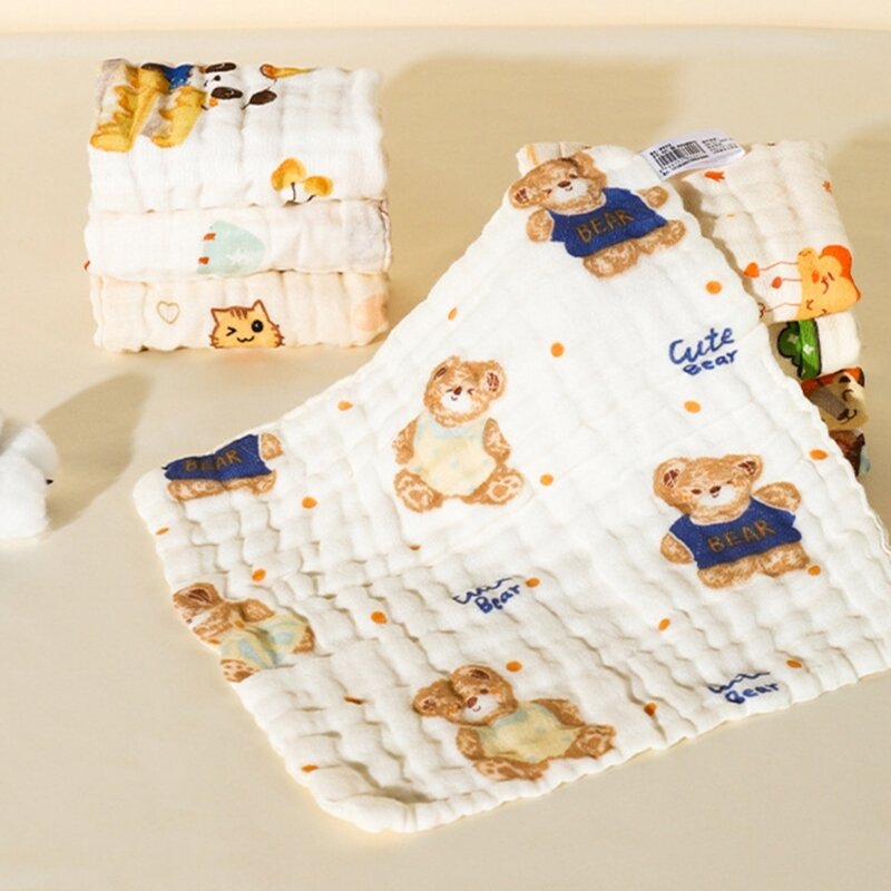 Y1ub pano algodão multifuncional com 6 camadas, toalhetes quadrados convenientes, lenço para recém-nascidos, pano limpeza