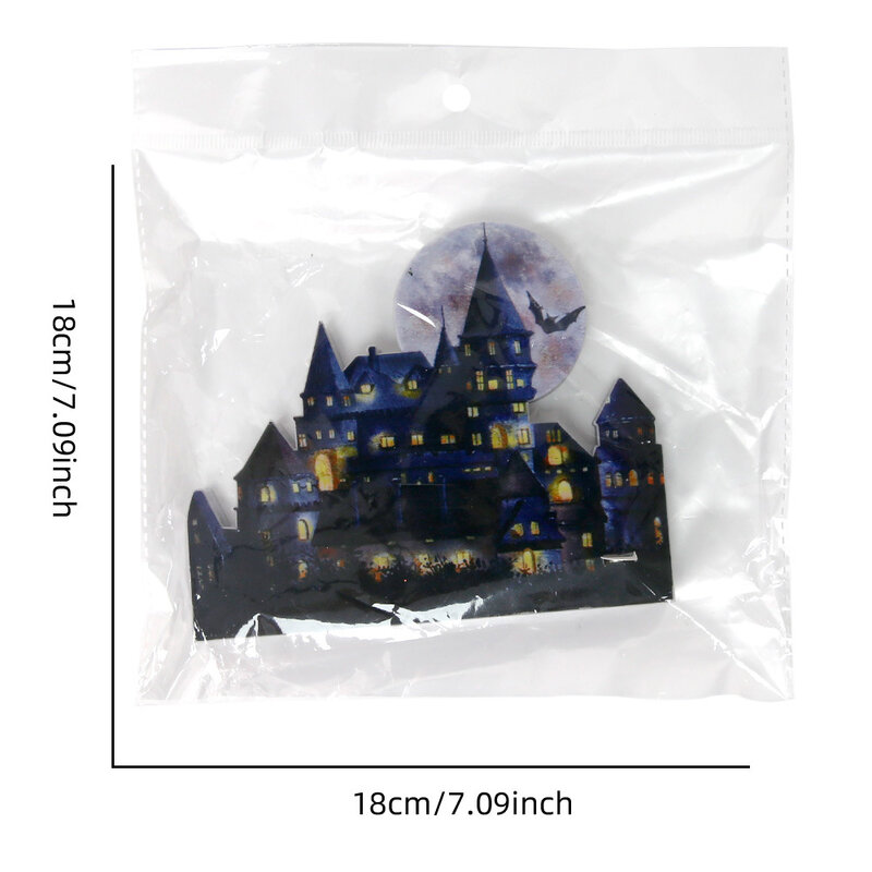 Décorations de château éclairées en PVC, conception de château shoescent, décorations de bureau d'Halloween, lumière de troisième vitesse