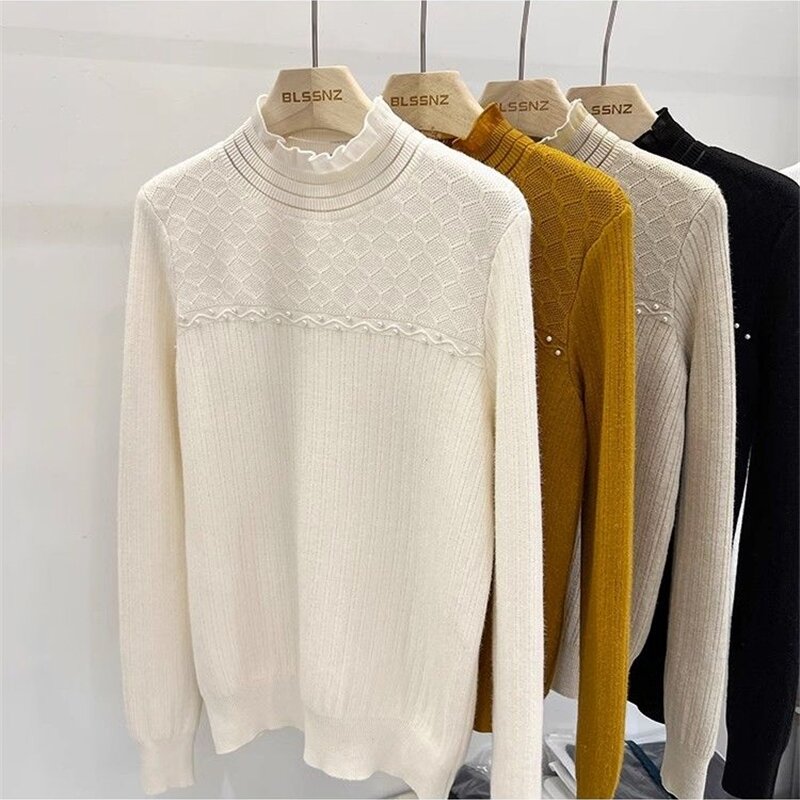 女性用カシミヤセーター,厚手のフリースセーター,暖かいサーマルセーター,秋と冬,2023