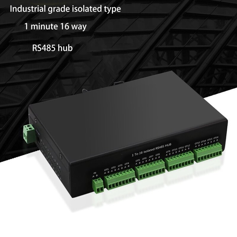 Servidor Serial Industrial de 1 a 16 RS485, HUB aislado de RTU a TCP Gateway, RS-485 de doble vía a Ethernet