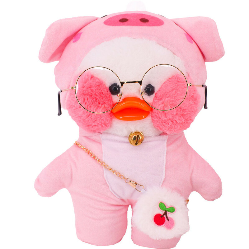 Różowa seria kaczka ubranka dla lalki sweter jednolite Kawaii 30cm Lalafanfan pluszowa lalka ubranka dla lalki okulary akcesoria do kapeluszy dziewczyny prezenty zabawki