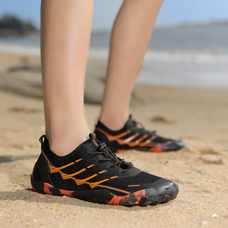 Sapato de natação com água de secagem rápida masculino e feminino, chinelos de praia respiráveis, sapatos pernalta descalços, verão