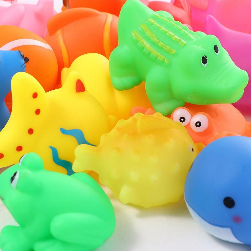 Cute Squeaky Animais Brinquedos de banho para crianças, Squeeze Animais, brinquedos de banho do bebê, Soft Float, brinquedo do chuveiro