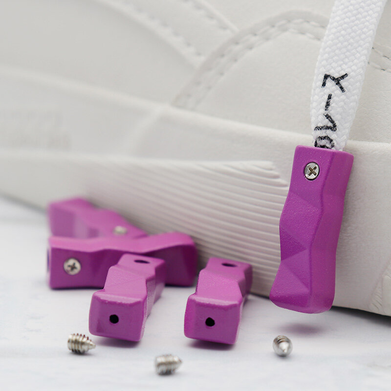 Weiou кружево Moq 1000 шт. официальные Aglets 25*8 мм фиолетовые коричневые металлические наконечники для Air Sneaker String уникальная форма Cuboid похожие головки