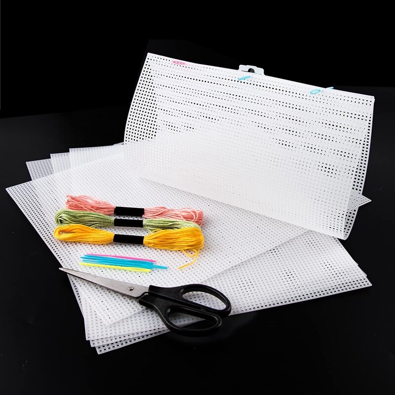 刺embroidery、アクリル糸クラフト、ニットおよびかぎ針編みプロジェクト用の20個のプラスチックメッシュキャンバスシート (10.2x13.2インチ)