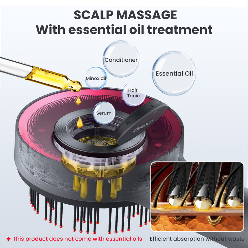 Breo-Scalp3 Scalp Massaging Brush, escova elétrica sem fio, Shiatsu Hair Scalp Massager com IPX7 impermeável