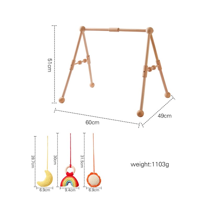 Wooden Baby Fitness Rack Set Children Room Decoration Toys Rainbow Pendant Baby Activity Gym Mobile Suspension Kids Toys Gift