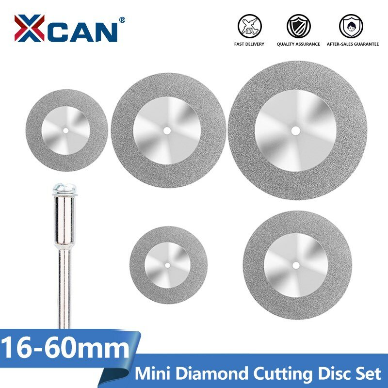 Xcan mini diamant sägeblatt 16-60mm diamant schneid scheibe mit dorn für dremel dreh werkzeuge schleif scheibe 5 stücke