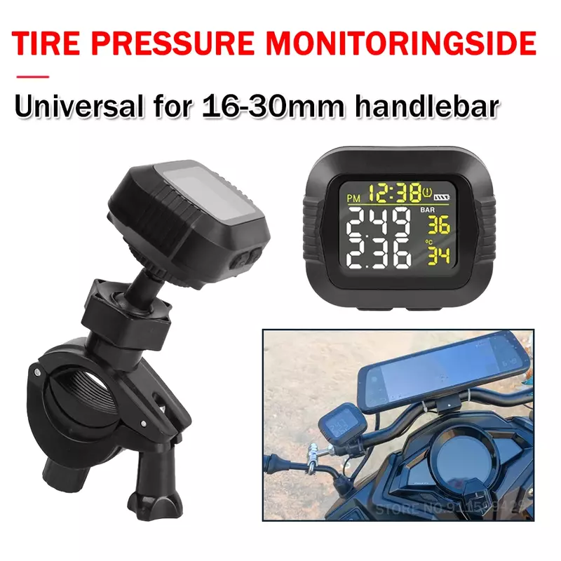 Universal Motorcycle Tire Pressure Monitoring TPMS, Display LCD sem fio, Shift para Status, preciso para BMW, Honda, YAMAHA