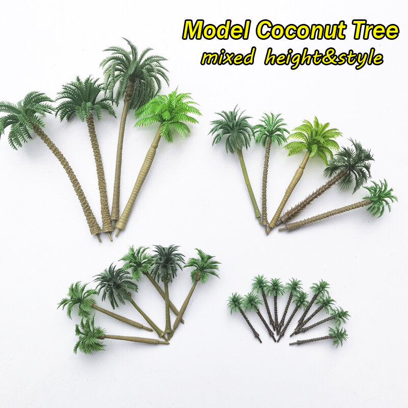 5-20 buah 4-17cm Model pohon palem campuran model pohon kelapa Pantai Tepi Laut tata letak Kereta Api Pemandangan kereta api Diy Mini Diorama