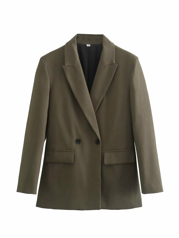 TRAF-Blazer de bureau à manches longues pour femmes et hommes, veste à double boutonnage, manteau long, printemps, 2024