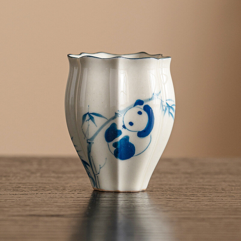 Keramik antik Cina Teacup Ru Kiln es retak glasir cangkir teh pribadi cangkir tunggal mangkuk teh disesuaikan peralatan minum rumah tangga