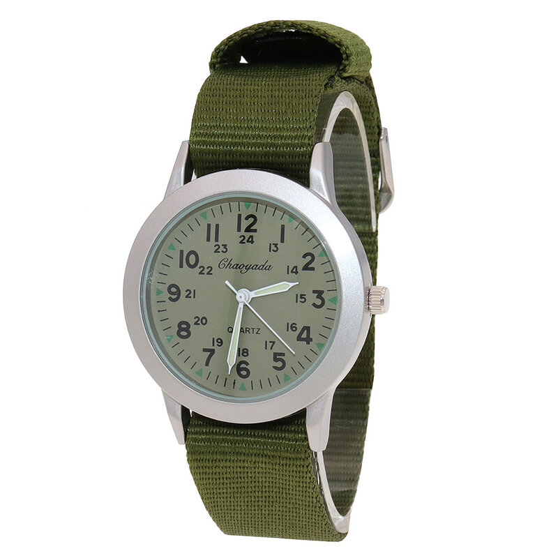 ใหม่ C aoyada เด็กเด็กหญิงเด็กชาย24ชั่วโมงผ้าใบส่องสว่างตัวชี้ควอตซ์นาฬิกาข้อมือเด็กนักเรียนทหารนาฬิกากันน้ำ