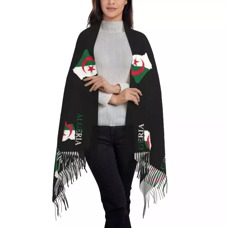 Sciarpa con mappa della bandiera dell'algeria stampata personalizzata uomo donna inverno autunno sciarpe calde involucro con scialle del cuore dell'algeria