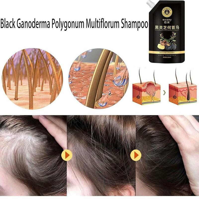 Sampo rambut Multiflorum sampo He Shou Wu sampo rambut hitam terbalik sampo rambut untuk pembersihan mendalam alami rambut abu-abu 240 G2V5