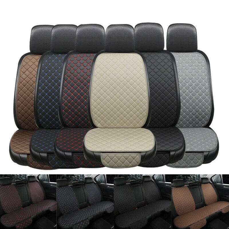 Linnen Vlas Auto Seat Cover Protector Voor/Achter Rugleuning Kussen Pad Mat Auto Voor Interieur Styling Auto Covers mat Beschermen
